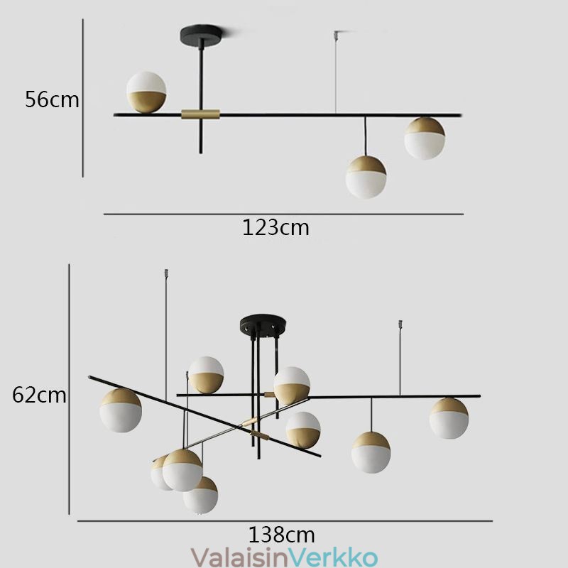 Lasipallo kattokruunu kattovalaisin