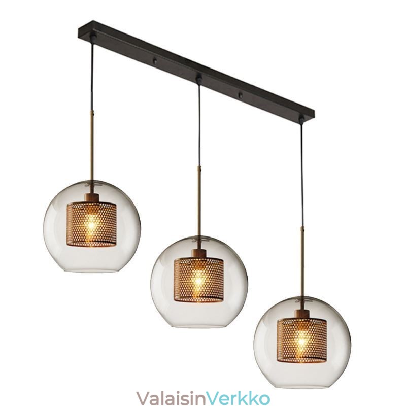Minimalistinen lasiriippuvalaisin 3 valon kattovalaisin