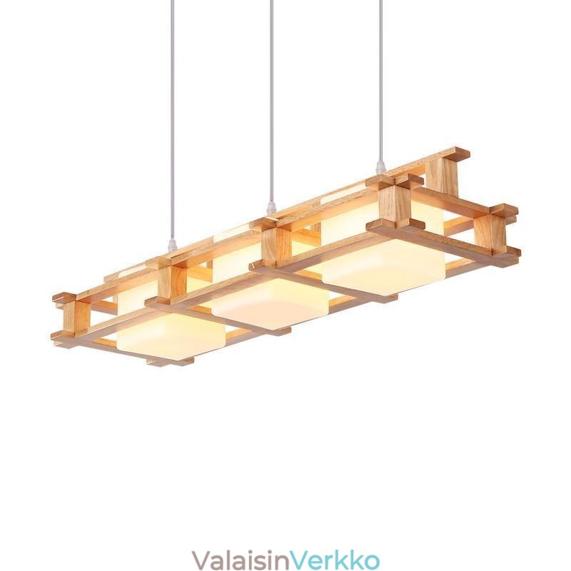 Creative 3 Lights tammiriippuvalaisin koristeellinen puinen kattovalo Cafe