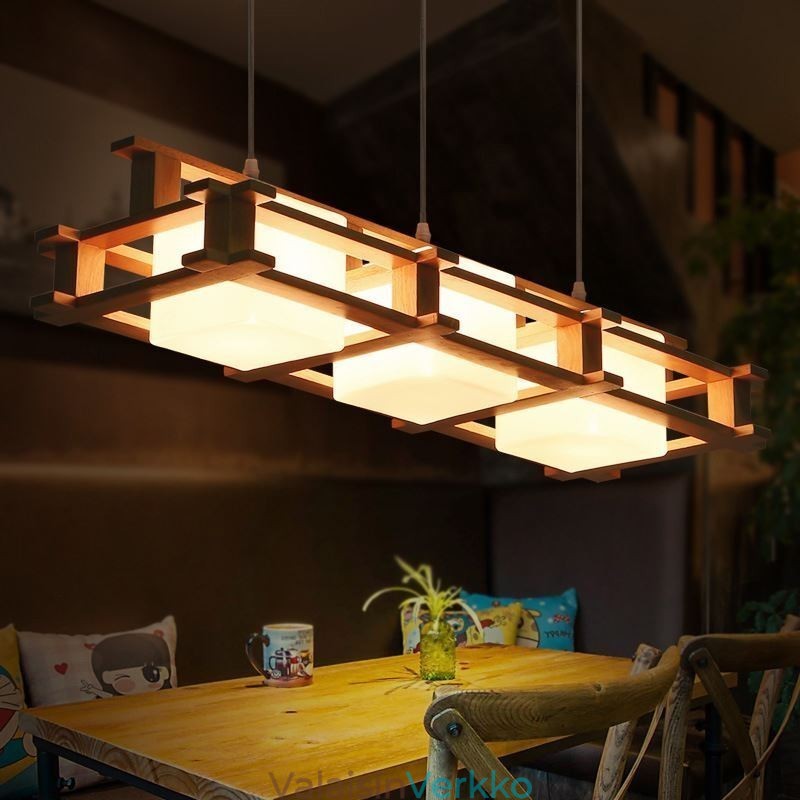 Creative 3 Lights tammiriippuvalaisin koristeellinen puinen kattovalo Cafe
