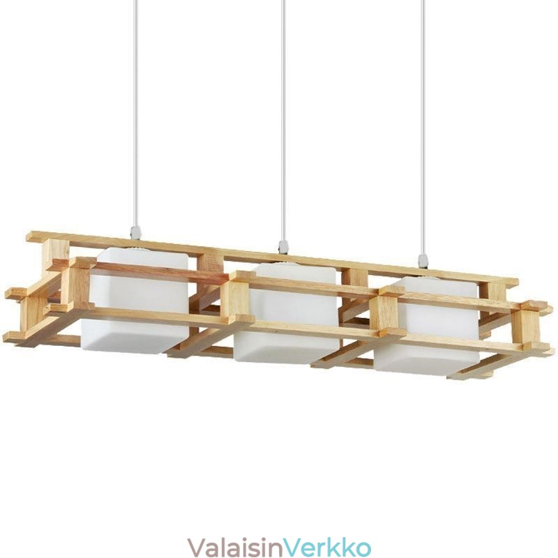 Creative 3 Lights tammiriippuvalaisin koristeellinen puinen kattovalo Cafe