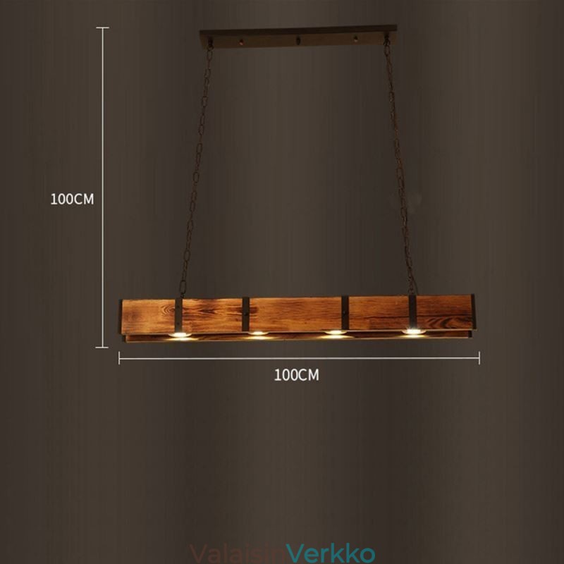 Teollisuustyylinen riippuvalaisin suorakulmio puinen kattovalaisin