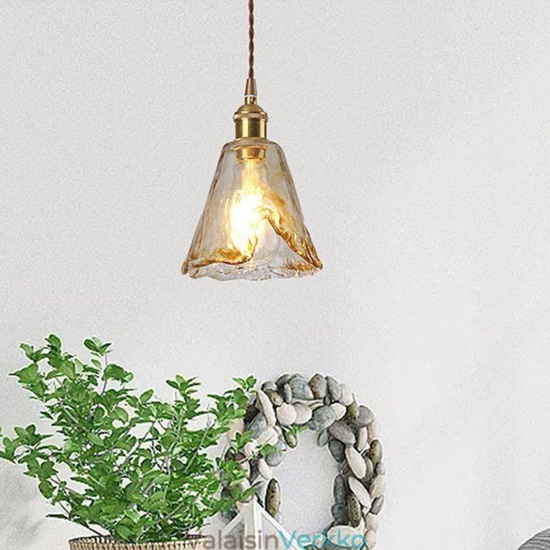 Ainutlaatuinen mini lasiriippuvalaisin japanilaistyylinen meripihkanvärinen koristevalaistus