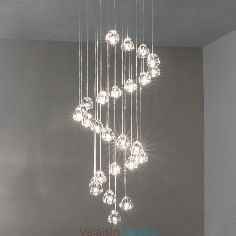 Moderni Crystal Cluster -riippuvalaisin Ainutlaatuinen kristallilamppuvarjostin Duplex Stair