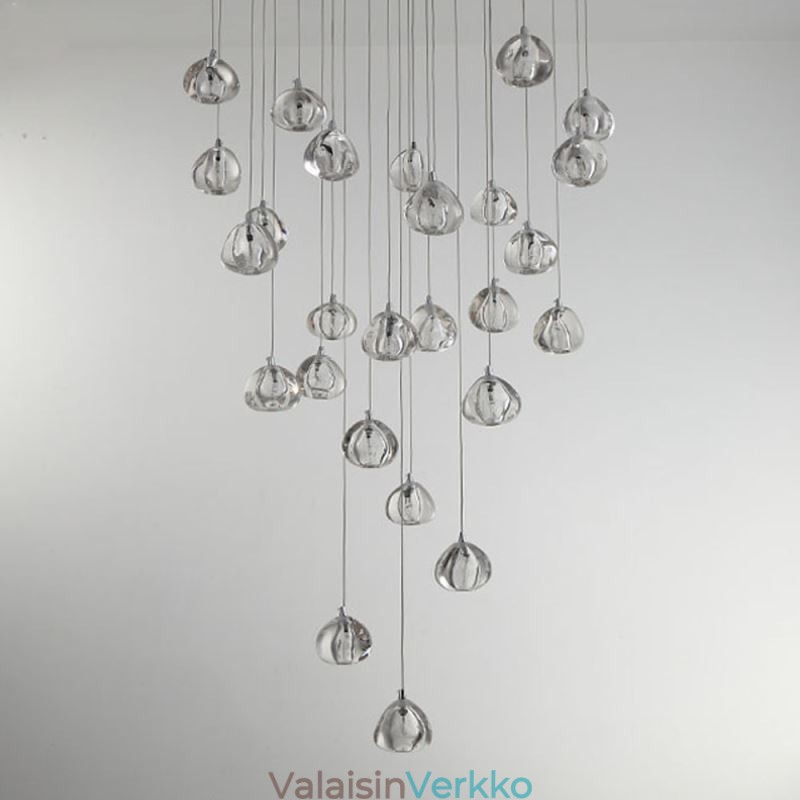 Moderni Crystal Cluster -riippuvalaisin Ainutlaatuinen kristallilamppuvarjostin Duplex Stair