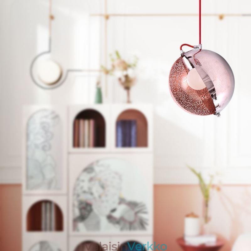 Moderni Rose Gold riippuvalaisin puolipyöreä lasinen lampunvarjostin koristeellinen valokahvila
