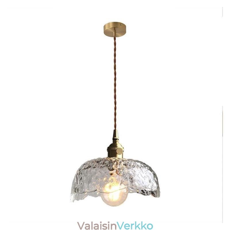 Epäsäännöllinen messinkilasiriippuvalaisin vasaralasikattovalaisin