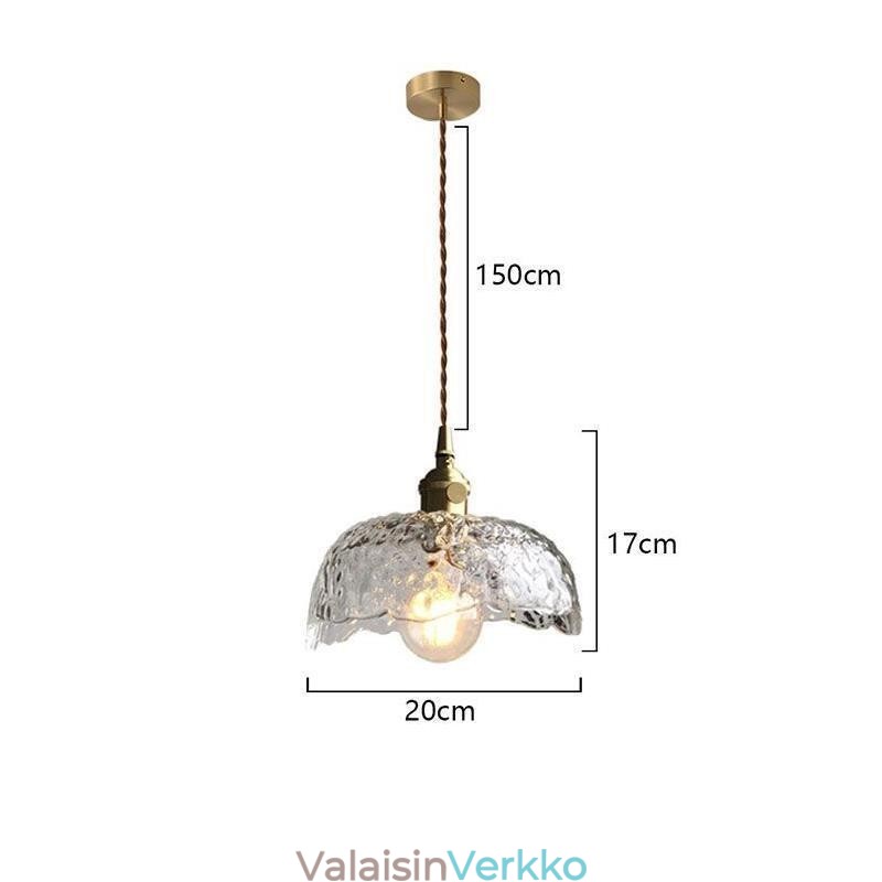 Epäsäännöllinen messinkilasiriippuvalaisin vasaralasikattovalaisin