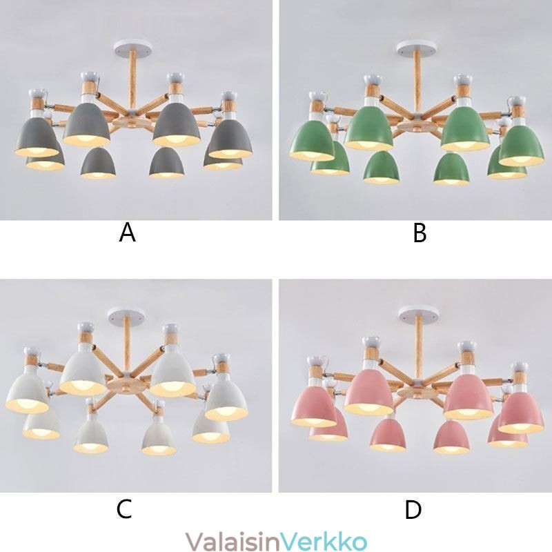 Pohjoismainen Macaron Pendant Light Creative Wood kattokruunu