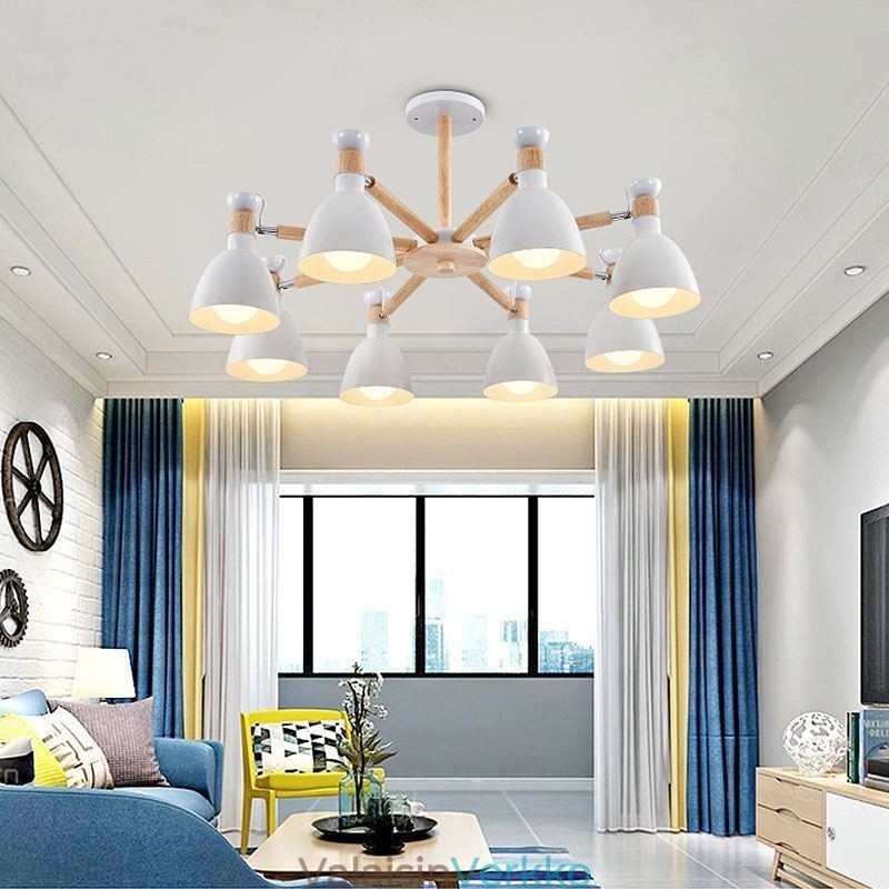 Pohjoismainen Macaron Pendant Light Creative Wood kattokruunu