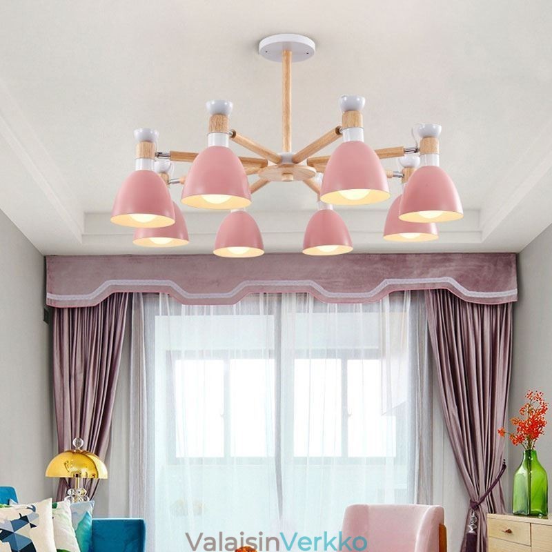 Pohjoismainen Macaron Pendant Light Creative Wood kattokruunu