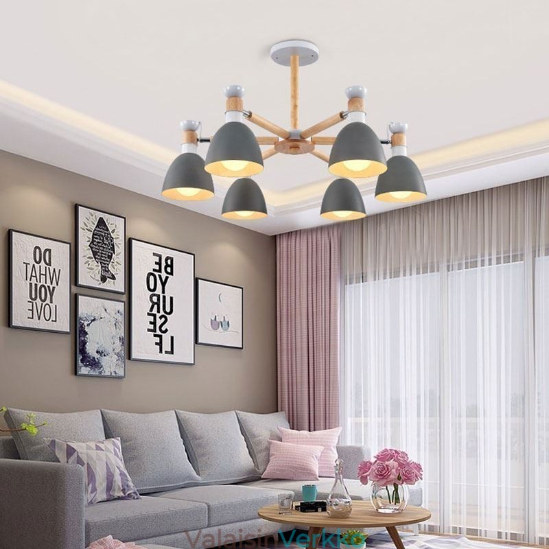 Pohjoismainen Macaron Pendant Light Creative Wood kattokruunu