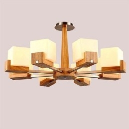 Nordic Wood Pendant Light Lasinen lampunvarjostin kattokruunu
