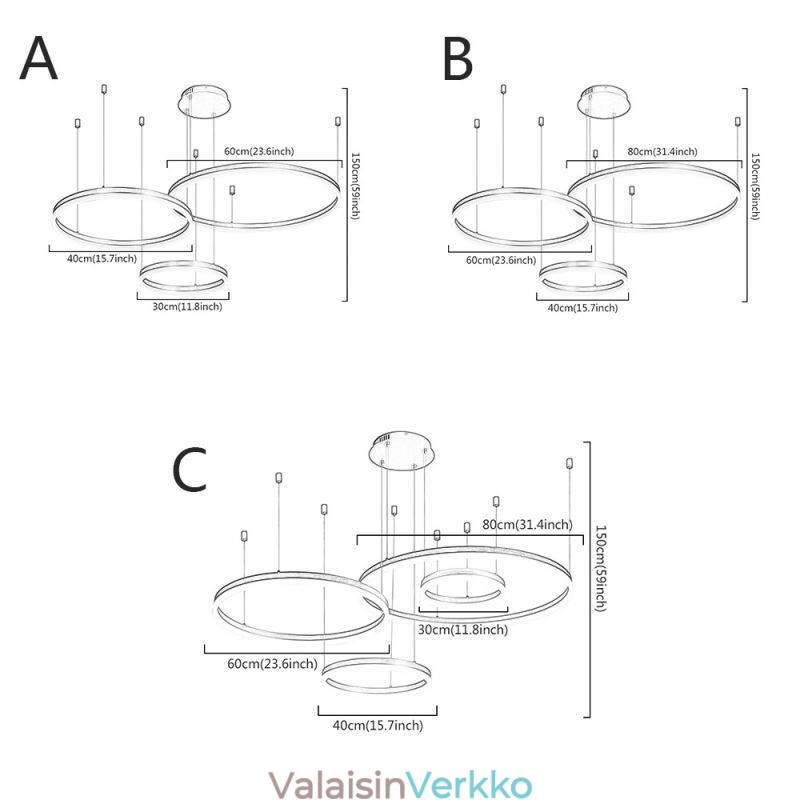 Postmoderni riippuvalaisin akryylirenkaan muotoinen riippuvalaisin