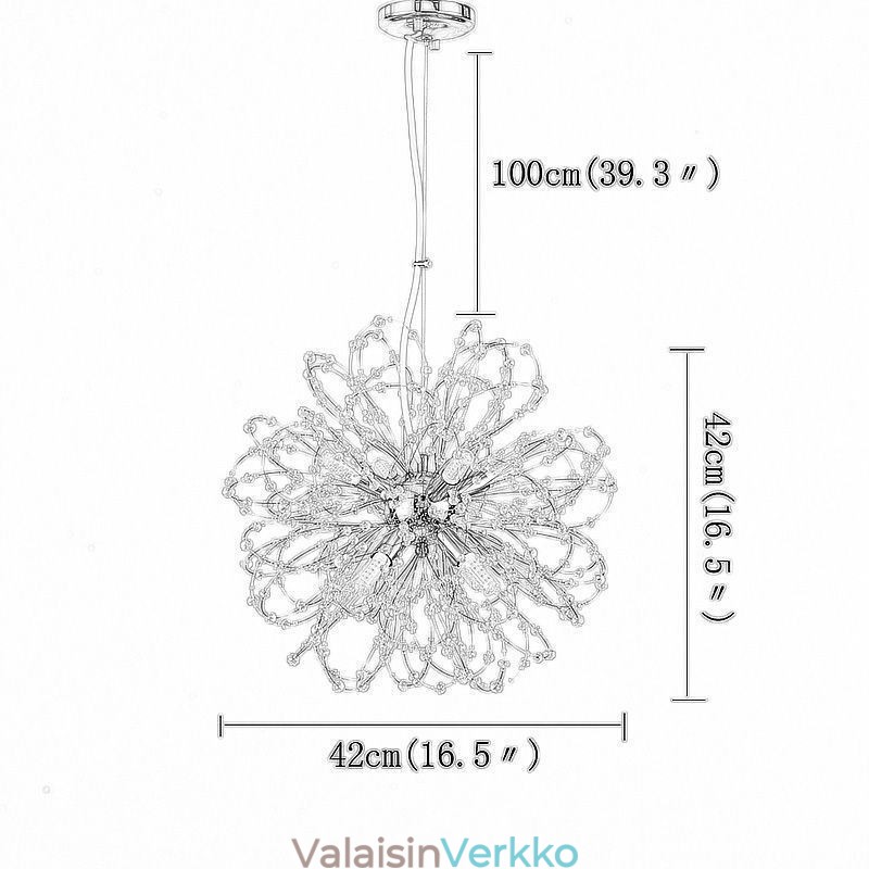 Dandelion Crystal Pendant Light Tyylikäs kattokruunu