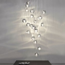 Moderni Crystal Cluster -riippuvalaisin Ainutlaatuinen kristallilamppuvarjostin Duplex Stair