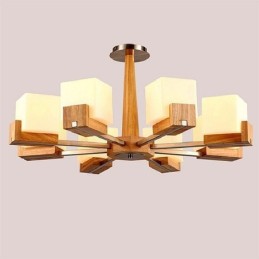 Nordic Wood Pendant Light Lasinen lampunvarjostin kattokruunu