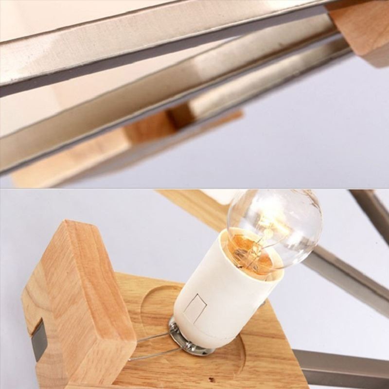 Nordic Wood Pendant Light Lasinen lampunvarjostin kattokruunu