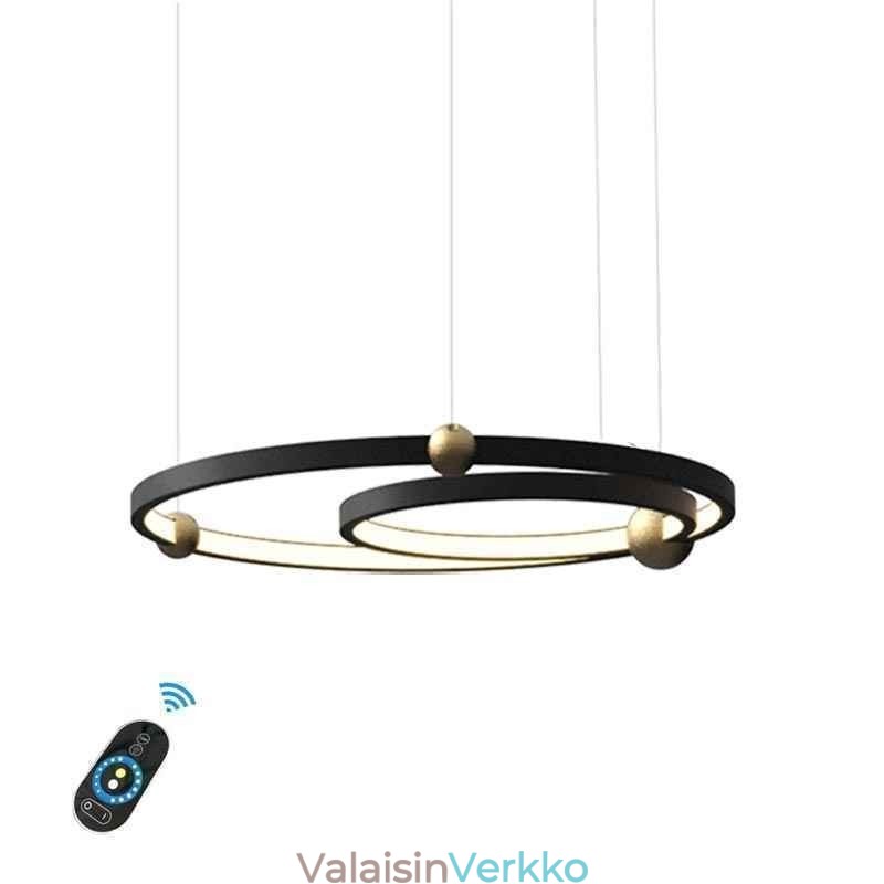 Pyöreä riippuvalaisin, musta 2 rengasta