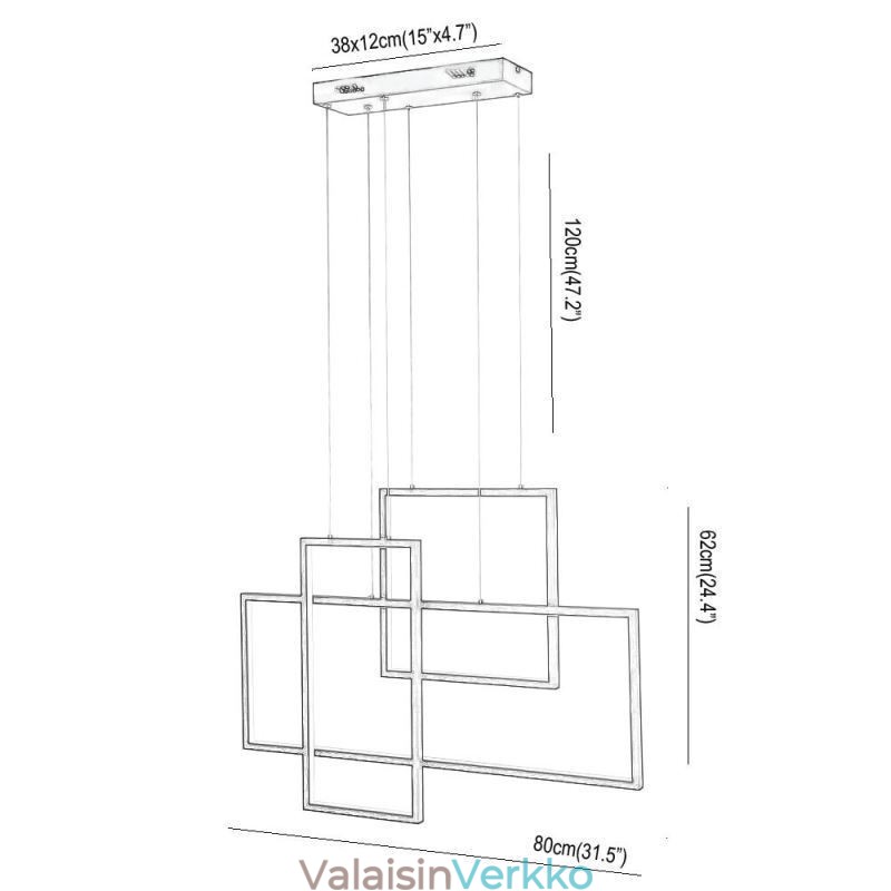 Pohjoismainen riippuvalaisin Geometrinen neliönmuotoinen riippuvalaisin