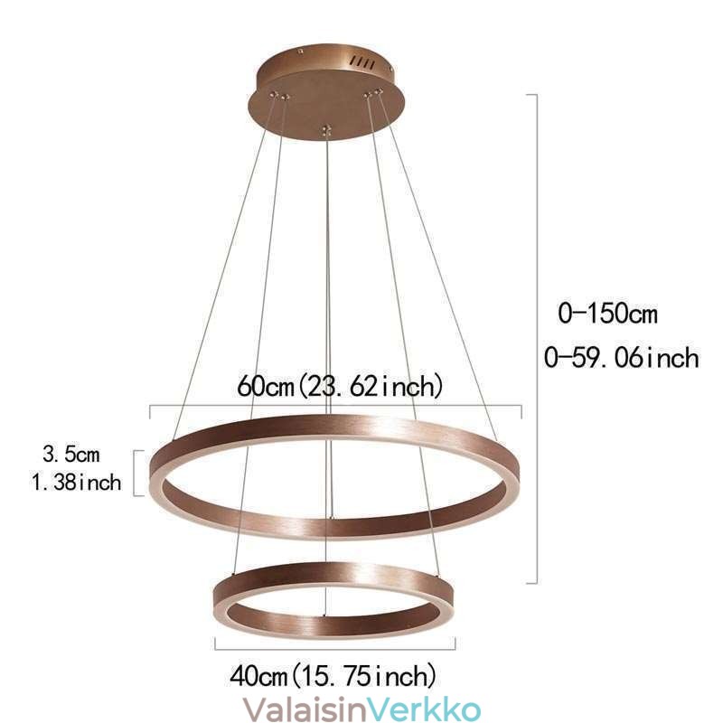 Riippuvalaisin Drawing Craft 2 rengasta lamppu 60+40cm