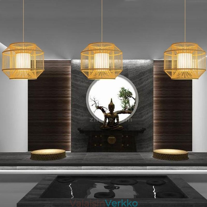 Lyhty bambu-riippuvalaisin Luova japanilainen riippuvalaisin