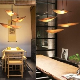 Creative Leaf-riippuvalaisin Nykyaikainen bambu-riippuvalaisin teehuoneen valaistus