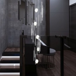 Cluster-riippuvalaisin Moderni suuri riippuva kristallikruunu kaksipuolinen portaikko