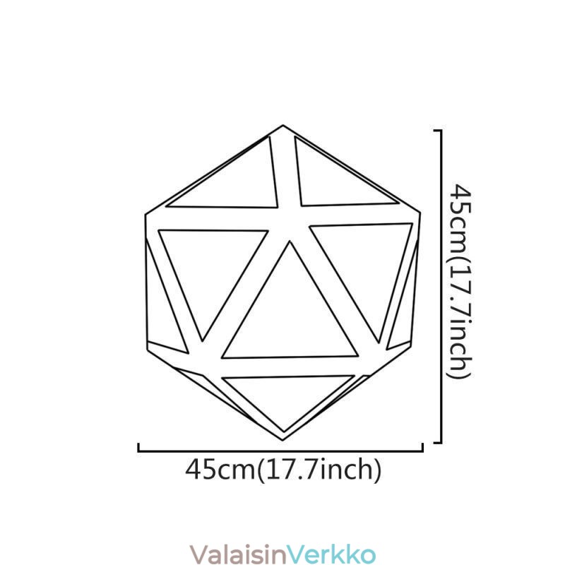 Geometrinen riippuvalaisin timantin muotoinen 3D läpikuultava muotoilu