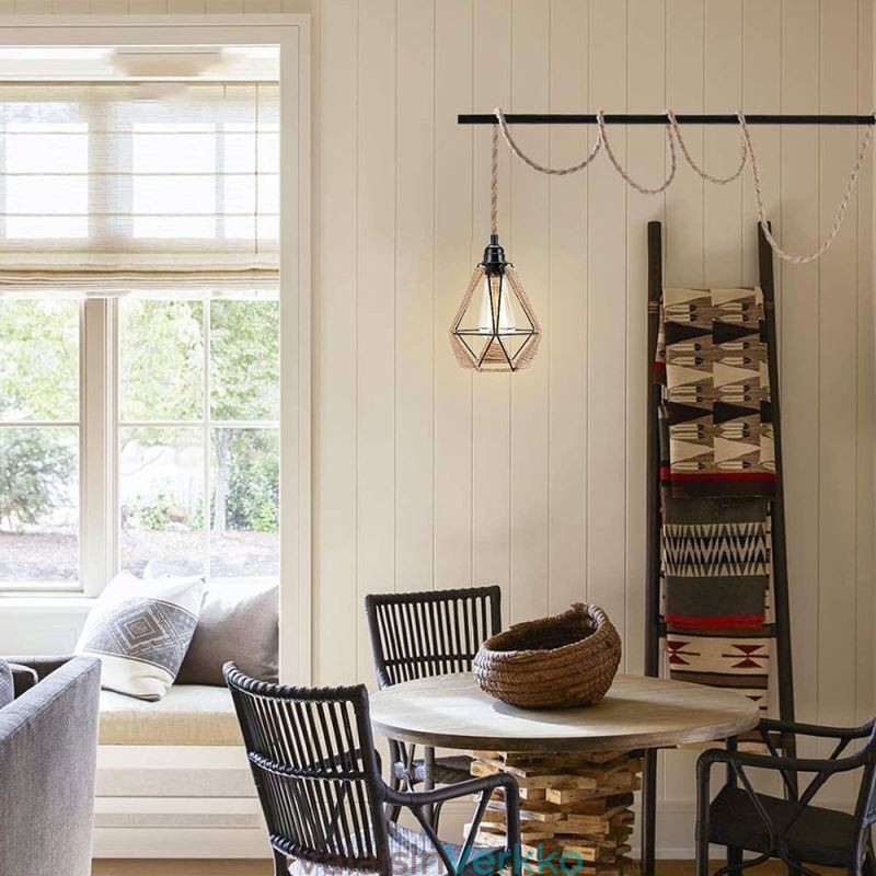 Retro riippuvalaisin hamppuköysi kattovalaisin 5M ripustuslanka