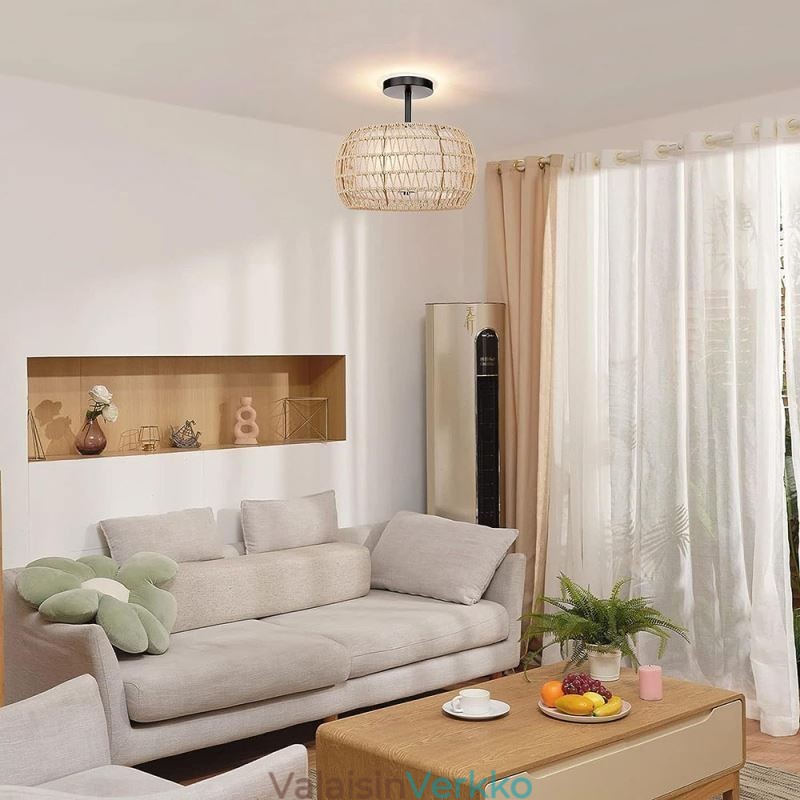 Paperiköysi kangas uppoasennus 32cm pyöreä lampunvarjostin 3 valoa