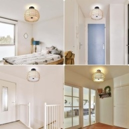 Paperiköysi kangas uppoasennus 32cm pyöreä lampunvarjostin 3 valoa