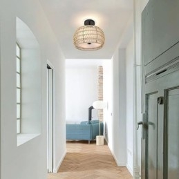 Paperiköysi kangas uppoasennus 32cm pyöreä lampunvarjostin 3 valoa