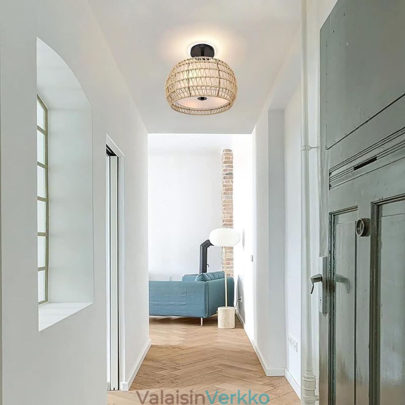 Paperiköysi kangas uppoasennus 32cm pyöreä lampunvarjostin 3 valoa