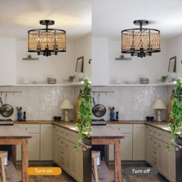 Retro kattovalo musta rautapaperi köysi kattolamppu 3 valoa