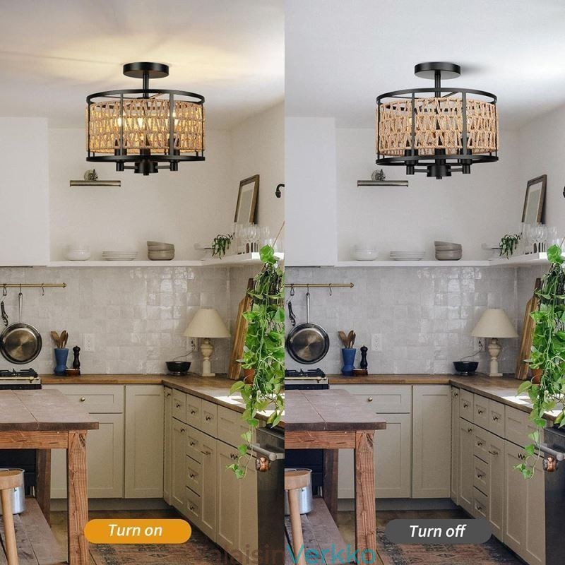 Retro kattovalo musta rautapaperi köysi kattolamppu 3 valoa