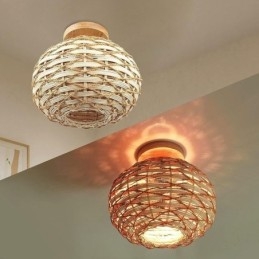 Puun värinen kurpitsa uppoasennuspaperi köysi rottinki kudottu lampunvarjostin