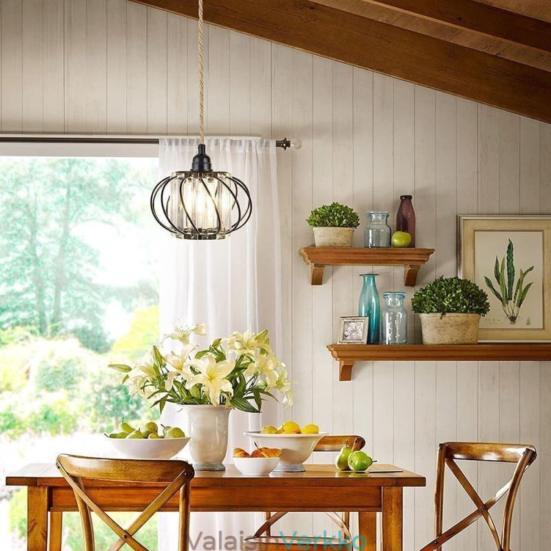 Retro Country Ceiling Light Hamppuköysirautainen yövalaisin pistokkeella