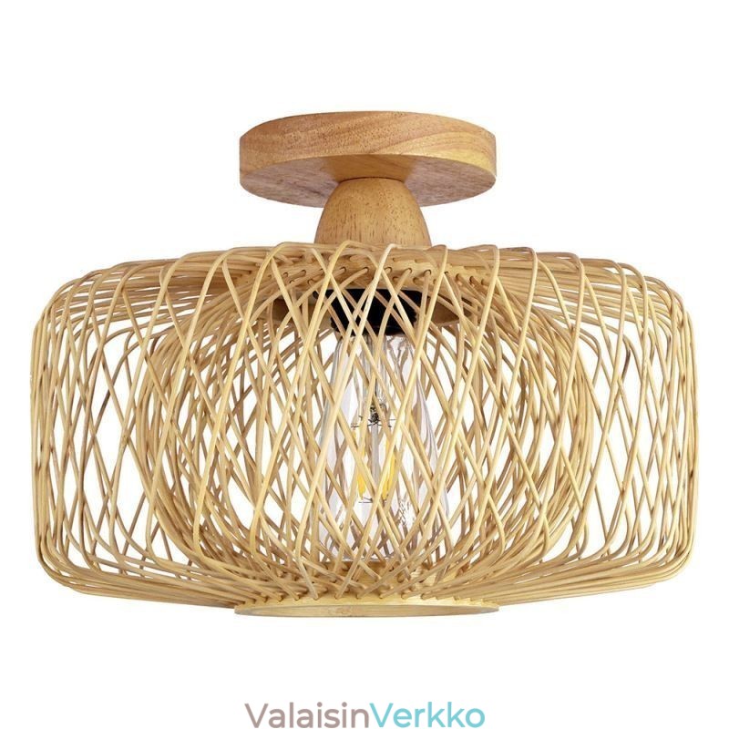 Retro kaksikerroksinen kattovalaisin Käsinkudottu bambu lampunvarjostin kattovalaisin