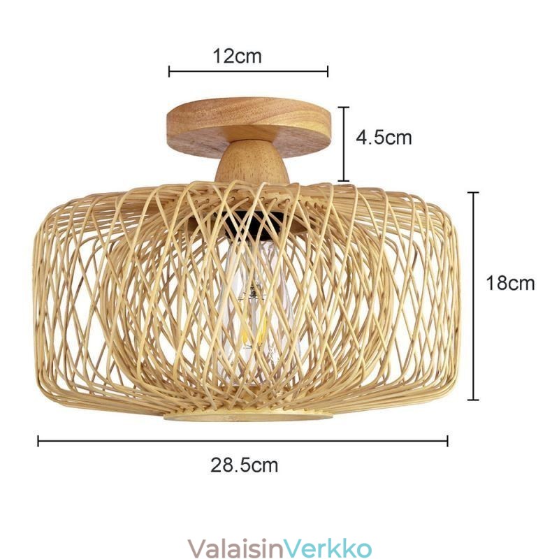 Retro kaksikerroksinen kattovalaisin Käsinkudottu bambu lampunvarjostin kattovalaisin