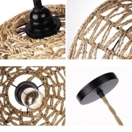 Country Retro Pendant Light käsin kudottu paperi köysi lampunvarjostin 30cm