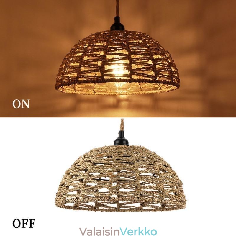 Country Retro Pendant Light käsin kudottu paperi köysi lampunvarjostin 30cm