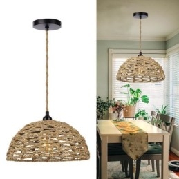 Country Retro Pendant Light käsin kudottu paperi köysi lampunvarjostin 30cm