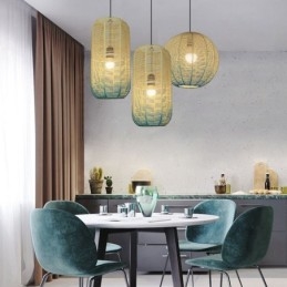 Paper Rope Pendant Light Country Retro Gradient Sininen kattolamppu