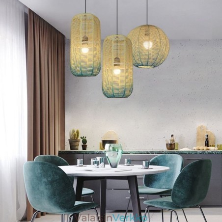 Paper Rope Pendant Light Country Retro Gradient Sininen kattolamppu Paper Rope Pendant Light Country Retro Gradient Sininen kattolamppu