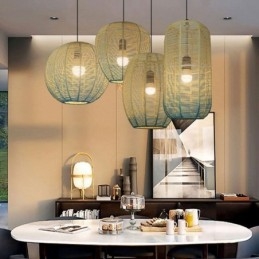 Paper Rope Pendant Light Country Retro Gradient Sininen kattolamppu
