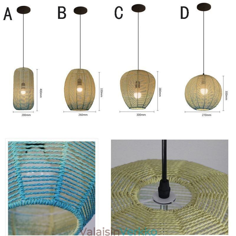 Paper Rope Pendant Light Country Retro Gradient Sininen kattolamppu
