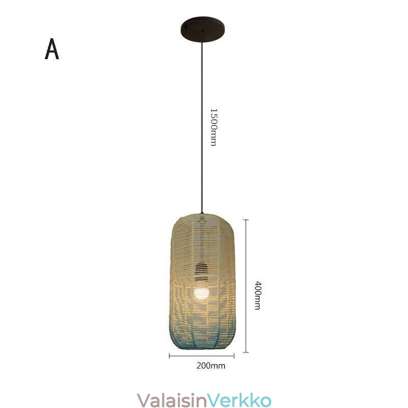 Paper Rope Pendant Light Country Retro Gradient Sininen kattolamppu