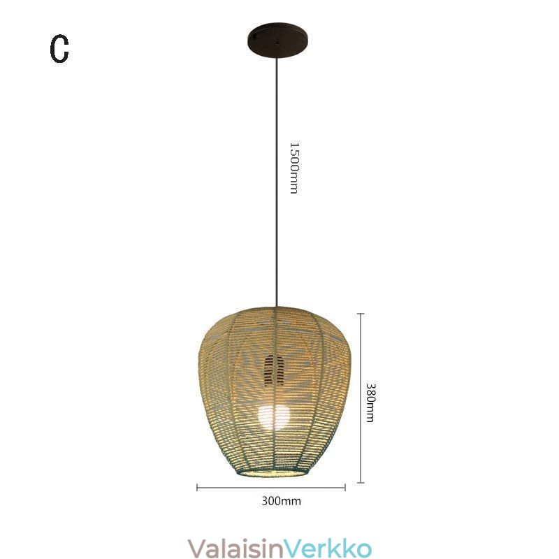 Paper Rope Pendant Light Country Retro Gradient Sininen kattolamppu