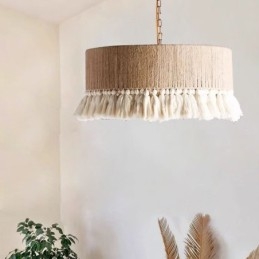 Retro-riippuvalaisin Boheemityylinen hamppuköysi tupsuvalaisin